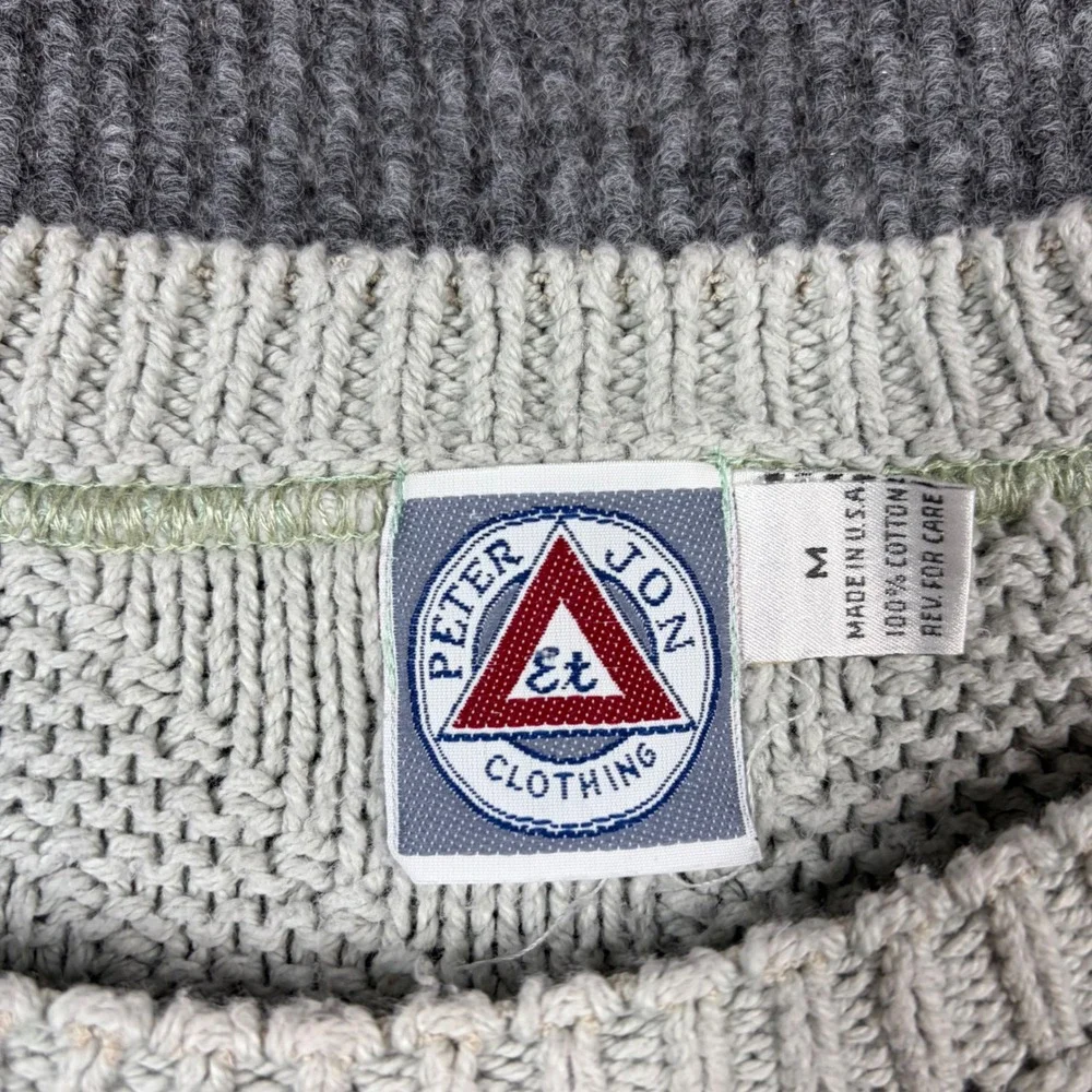 Peter Jon Clothing Sweater Men's M Beige Cotton Textured Knit‎ Crewneck USA